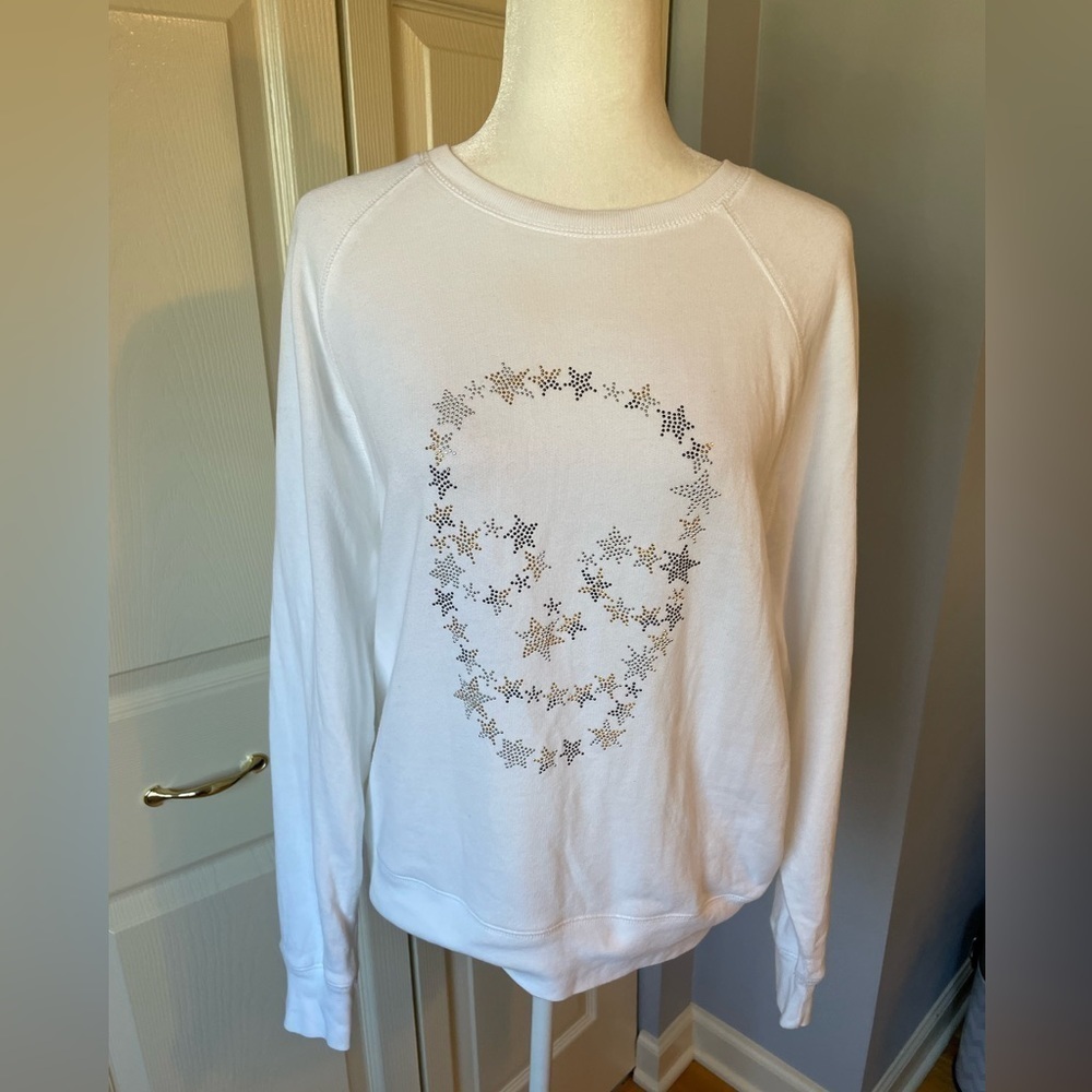Zadig and Voltaire Upper Skull Star Studded Sweatshirt White